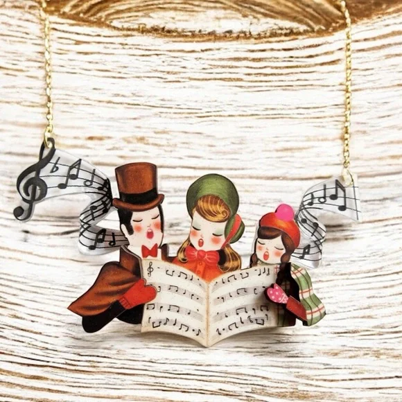 Laliblue Christmas Carols Carolers Pinup Whimsical Necklace 2020 - Picture 1 of 4